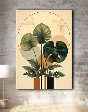 Tropikalne liście - Plakat - Loft, Minimalizm #64, Black Sapphire Art