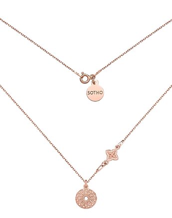 Naszyjnik z różowego złota z rozetką i medalionem, SOTHO