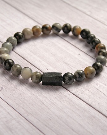 Talizman - czarny turmalin & amazonit, kaktusia