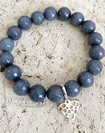 Bransoletka jadeity serce- srebro 925 pozłacane, Coccola JEWELLERY