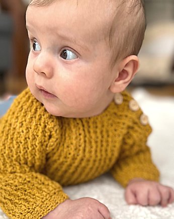 Sweterek z merynosa dla chłopca 3-6 miesięcy, Makeme Kids