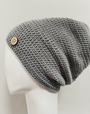 Czapka całoroczna przejściowa cienka bawełna unisex uniwersalna popiel, splotomaniaa