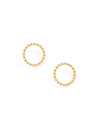 Koła z kuleczek - kolczyki sztyfty ze stali szlachetnej pozłacanej, Kulka Bransoletki