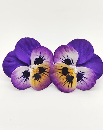 Kwiatowe kolczyki sztyfty z polimerowej gliny Bratki, biżuteria kwiatowa, Albina LaBelle