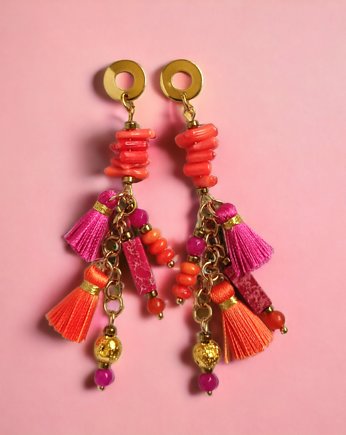 Energetyczne kolczyki Boho : długie i fikuśne, kaktusia