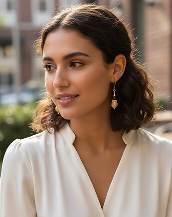 Kolczyki pozłacane srebro i mokait 7mm, Yamira Art Studio