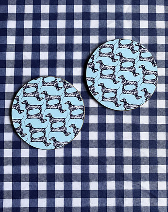 Podkładki pod kubek- Jamniki blue- Jamniczki- Ilustracja, BOSKE
