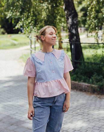 Koszula patchworkowa pudrowy róż, mariaszyje
