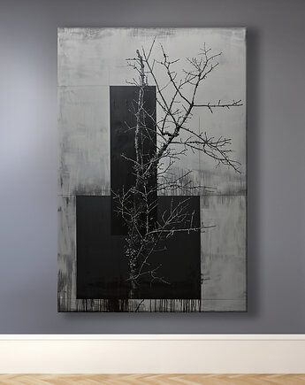 Monument - Obraz na płótnie - Druk Blejtrama, Brutalizm, Abstrakcja #51, Black Sapphire Art