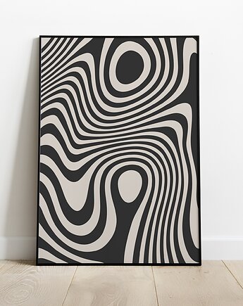 Abstrakcyjny plakat do salonu, nowoczesny, ciemno-beżowy, zebra., Grawisfera