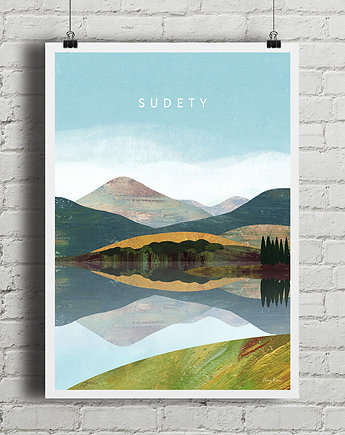 Plakat Sudety - widok z górami, minimalmill