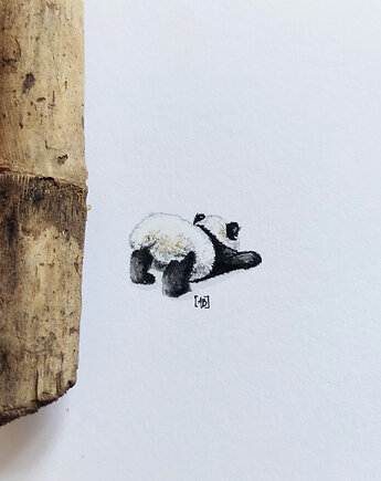 Urocza panda, ręcznie malowana miniatura akwarela, OKAZJE - Prezent na Chrzciny