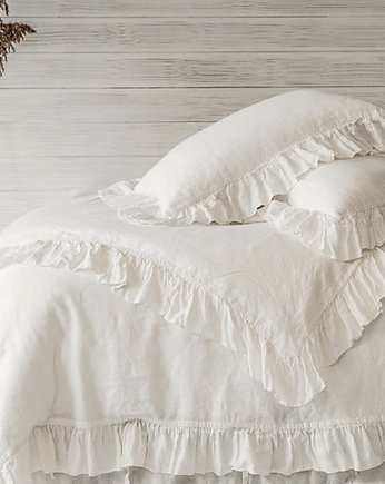 Lniana poszewka na kołdrę z falbaną / Boho pościel / 100% len OEKO-TEX, Linen State