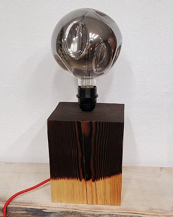 Lampa stołowa -drewno z recyklingu, Pracownia szkła