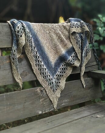 Z granatem / chusta z lnem i jedwabiem, agat handmade