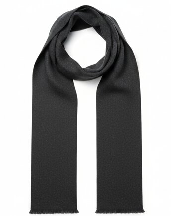 Szalik Męski szal 100% Wełniany JEDWAB czarny  szary ciemny prezent elegancki, AKADEMIA STYLU