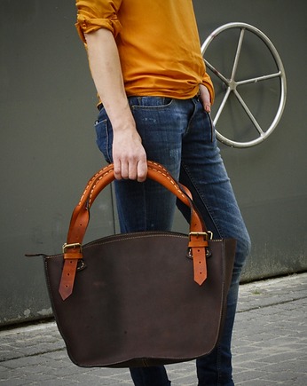 Kuferek torba skórzana ręcznie wykonana  M, Ladybuq Art Studio