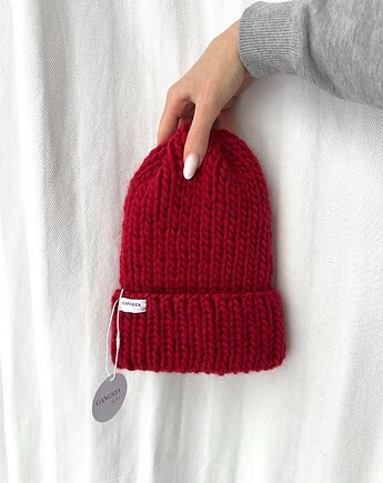 *dostępna od ręki* Czapka Lily 100% wełna (kolor - szkarłatna czerwień), GANGSTA KNIT