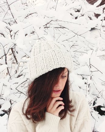 Zimowa czapka  handmade  beanie melanż, Mademoiselle Patrini