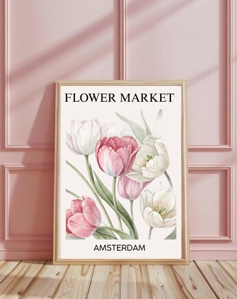 PLAKAT kwiaty flower market tulipany, black dot studio
