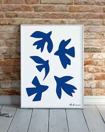 PLAKAT ptaki , abstrakcja, matisse, niebieski, black dot studio