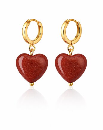 Kolczyki CHOCO HEARTS- srebro 925 złocone 24K  piasek pustyni, ISSI Jewelry