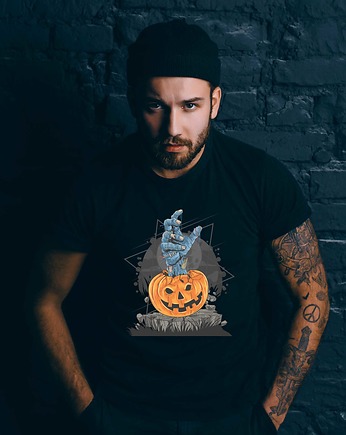 Koszulka organiczna z nadrukiem Pumpkin hand, ART ORGANIC