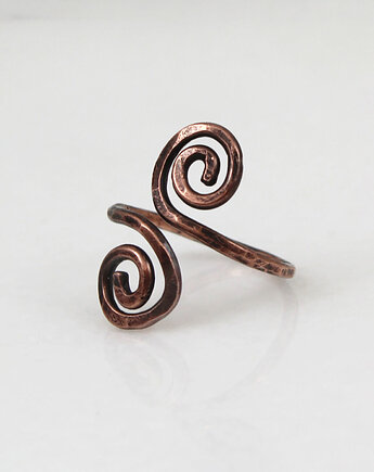 Wężowy - rozm. XS - miedziany pierścionek - unikat, Caltha