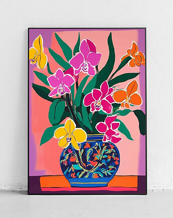 Plakat Orchidee w barwnym wazonie, Harvest Maison
