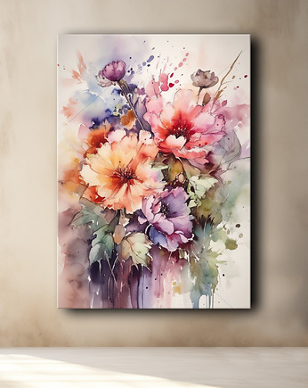 Polne kwiaty - Plakat - Olej, Boho, Abstrakcja, Black Sapphire Art