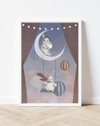 Plakat z króliczkami do pokoju dziecka Hi Little, HI LITTLE