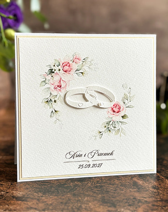Personalizowana kartka ślubna z ozdobną kopertą / PASTELLE, wp26, Anna Art and Crafts