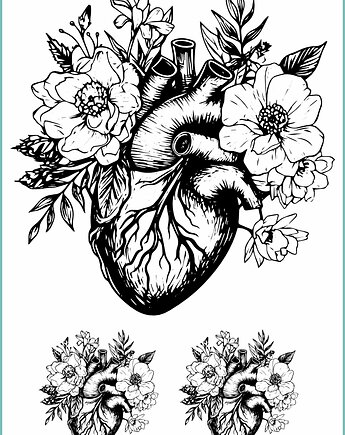 Tatuaż tymczasowy "Floral anatomical herat", Fotobloki and decor