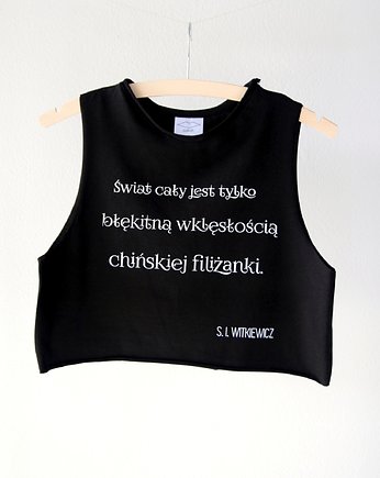 Krótki top z cytatem Witkacy, Golden Lips