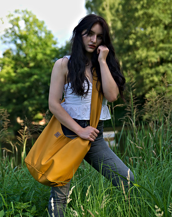 Musztardowa torba hobo w stylu boho / vegan, hairoo