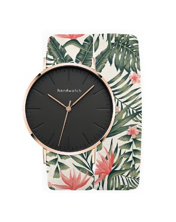 Zegarek damski wiązany - Exotic blooms - Tarcza Różowe złoto, Bandwatch