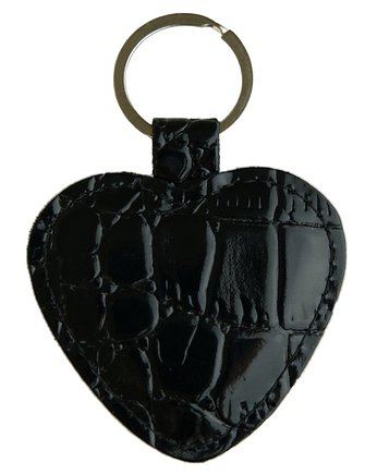 Skórzany brelok serce (wzór krokodyla) lakierowany czarny, ZGS Stefania