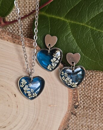 Komplet zawieszka i kolczyki srebrny prawdziwy dzika marchew, zkwiatem