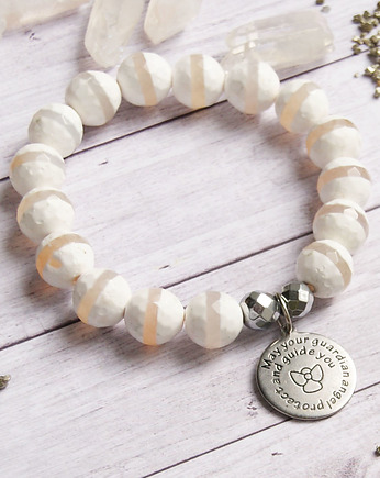 Agat tybetański, aniołek :  stal szlachetna, kaktusia