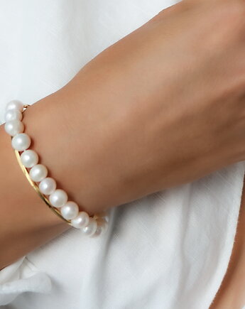 Bransoletka z naturalnych pereł słodkowodnych- srebro 925 pozłacane, Coccola JEWELLERY