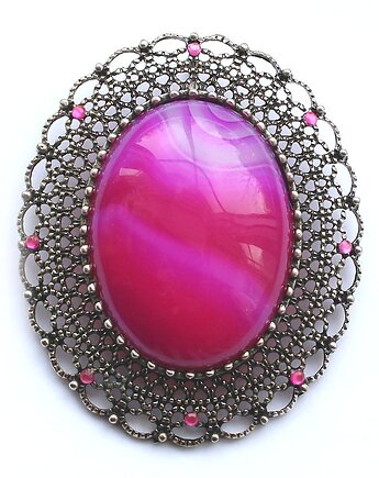 Agat różowy broszko-wisior 2 w 1, KEIT