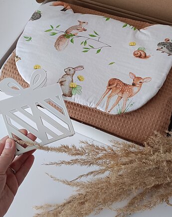 Gotowy zestaw prezentowy -  kocyk 120x75  + poduszka miś, Little Angels