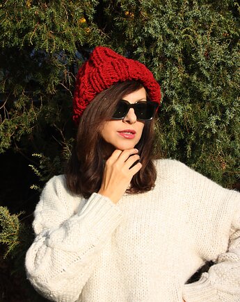 Czapka handmade beanie z wełną merino bulky, Mademoiselle Patrini