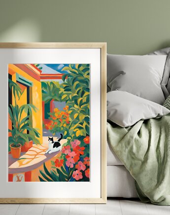 PLAKAT  kot, Matisse obraz, kolorowa dekoracja ścienna, ilustracja, black dot studio