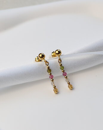 Kolczyki pozłacane - Mix Turmalinów, Bring Biżuteria