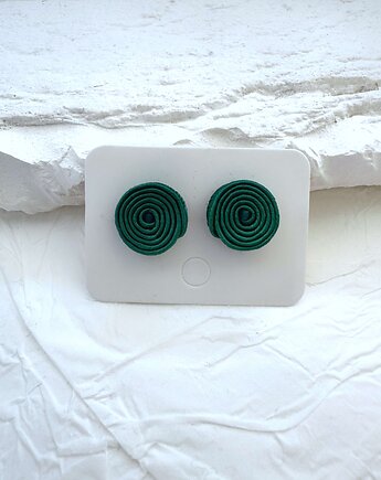 Kolczyki sztyfty w kolorze butelkowej zieleni, Biżuteria Beatrice