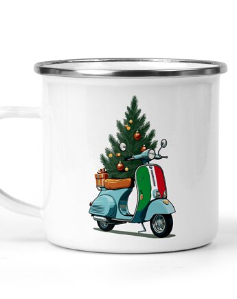 Świąteczny kubek metalowy choinka skuter, Kreatywny Warsztat