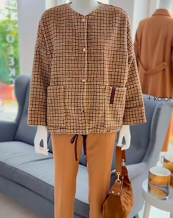 Kurtka z wełnianej kratki Merino Wool, LaRime concept