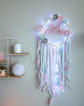 Świecący łapacz snów z imieniem. Lampka, tulimy