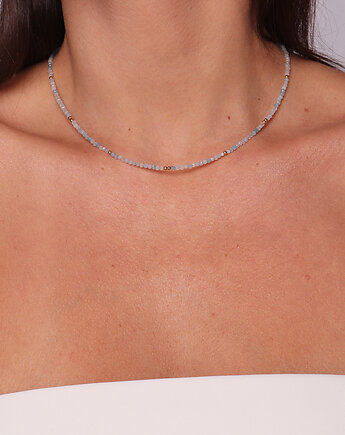 Naszyjnik choker z kamieni naturalnych akwamaryn, Bring Biżuteria